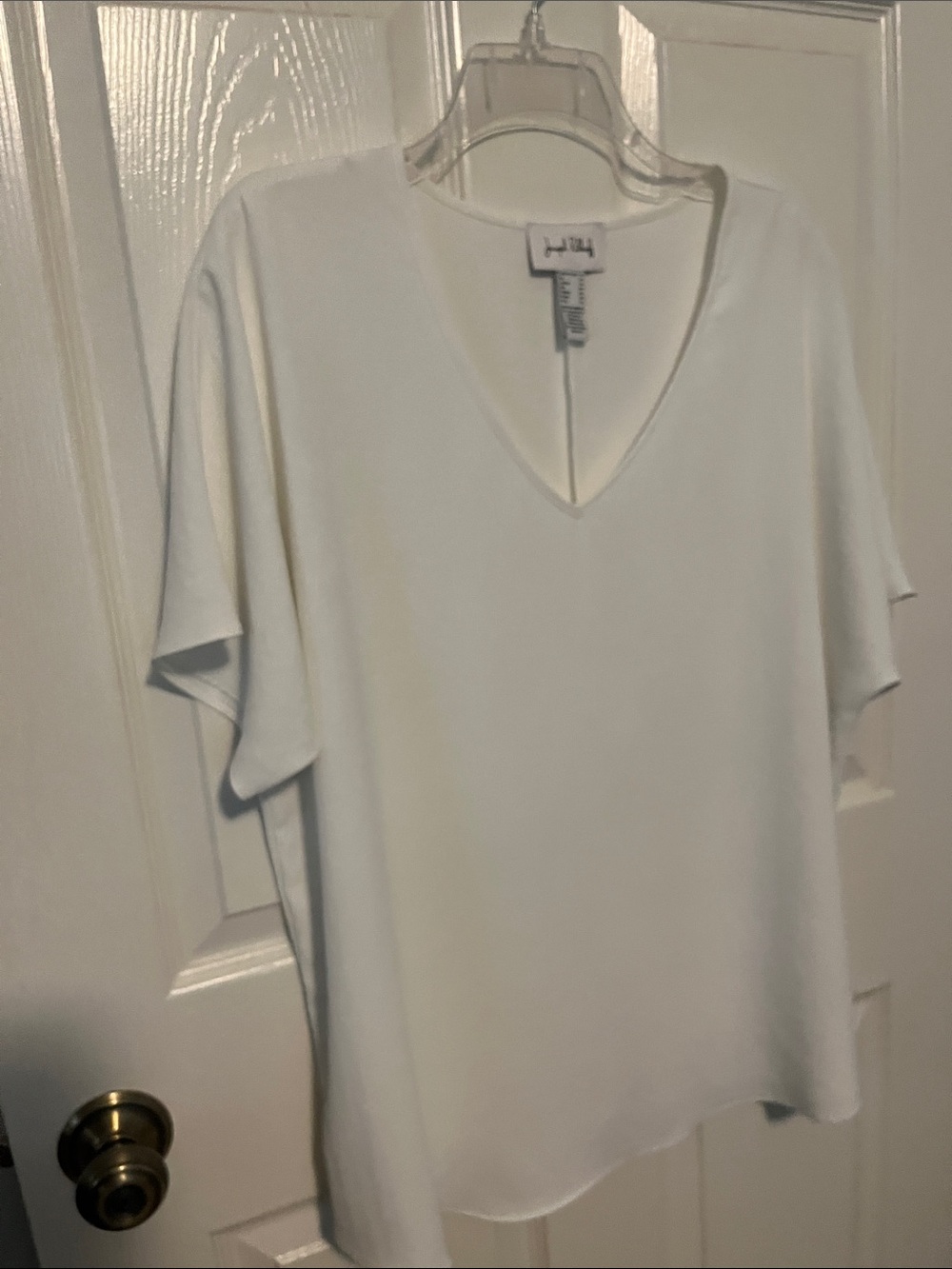 Joseph Ribkoff White V-Neck Short Sleeve Tunic Top